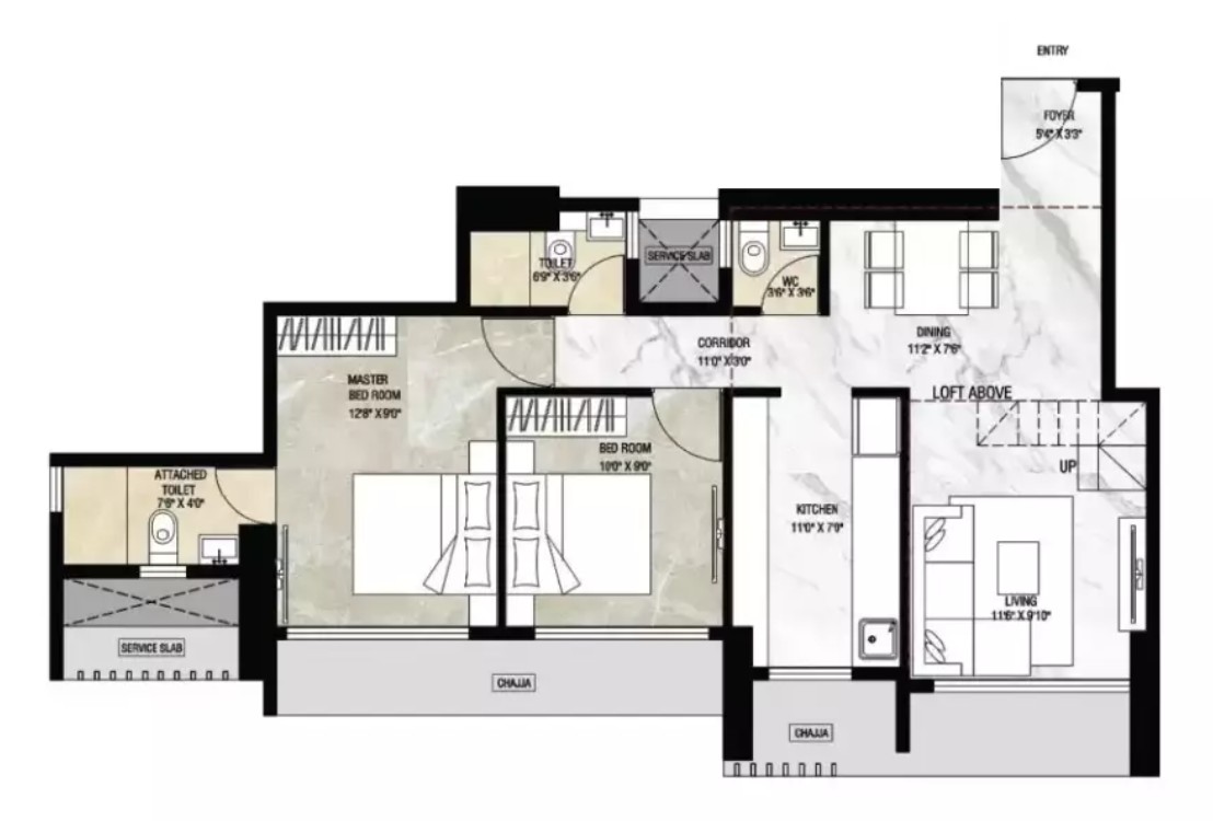 2 BHK-623 sq ft